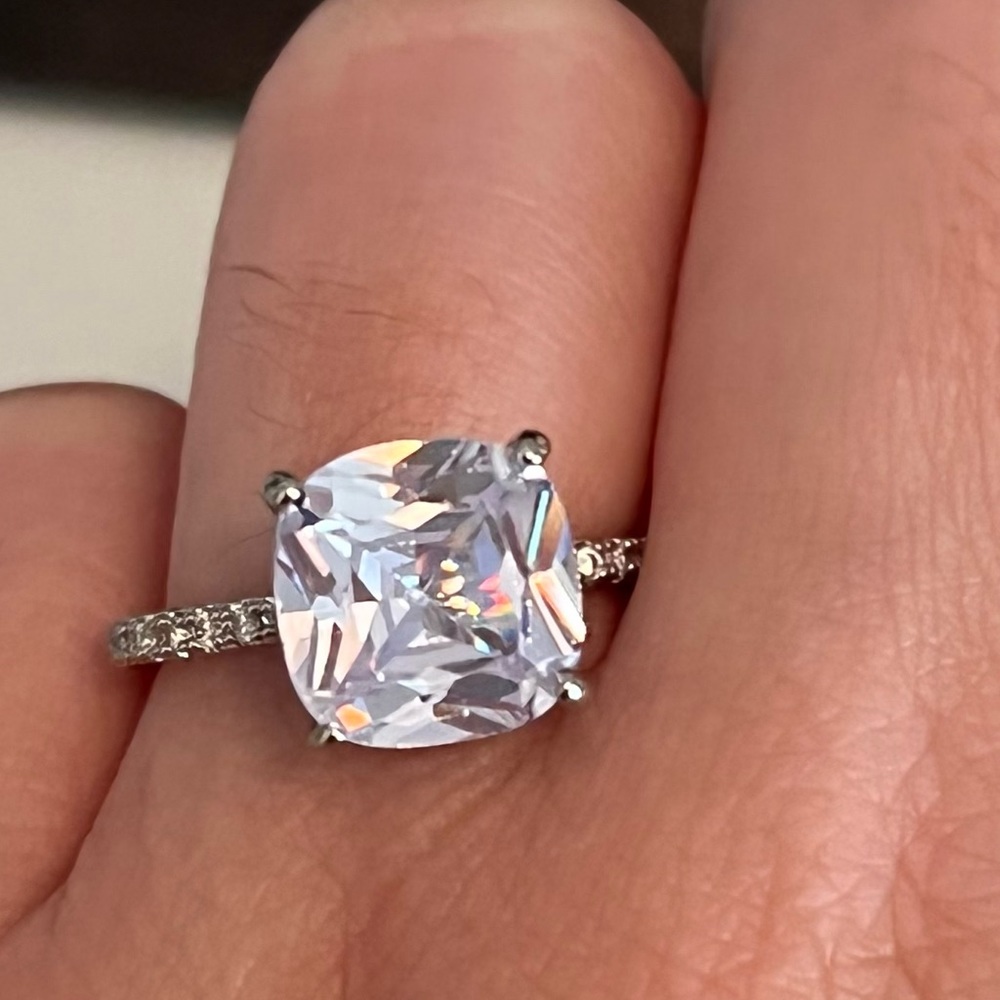 Silver Diamond Wedding Ring - Picture 3 of 6